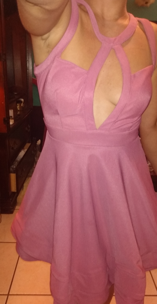 Trac Cut Out Cleavage Twirl Skater Dress